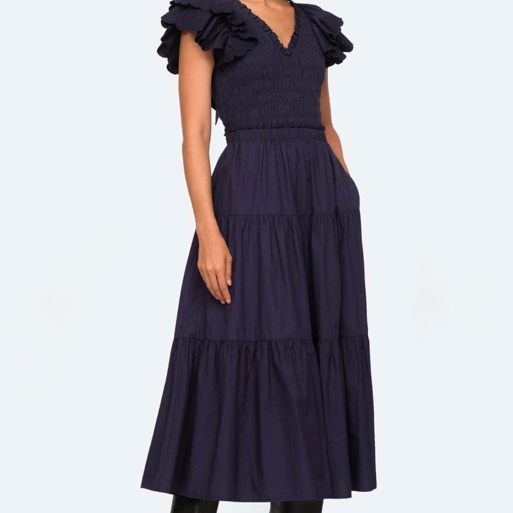SEA New York Heidi Heart Quilt Smocked Dress - Navy - Size 6